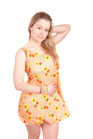 Beautiful woman dressed for summer - isolatedの写真素材