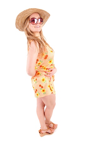 Beautiful woman dressed for summer - isolatedの写真素材