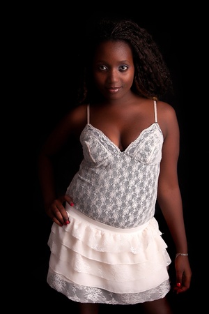 Young and beautiful woman posing - isolatedの写真素材