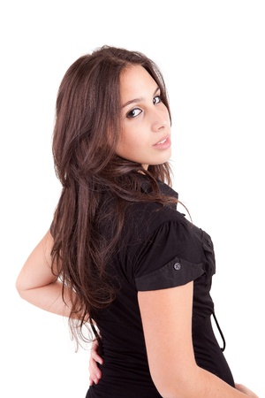 Young and beautiful woman posing - isolatedの写真素材