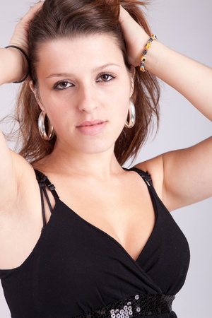 Young and beautiful woman posing - isolatedの写真素材