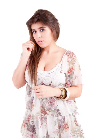 Young and beautiful woman posing - isolatedの写真素材
