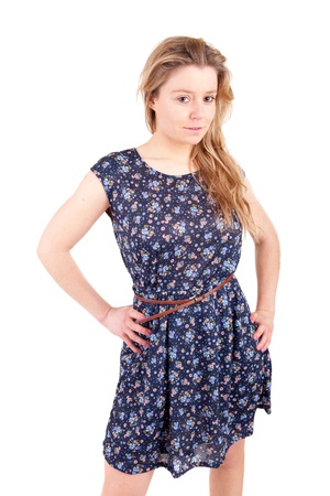 Young and beautiful woman posing - isolatedの写真素材