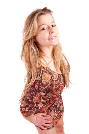 Beautiful woman dressed for summer - isolatedの写真素材