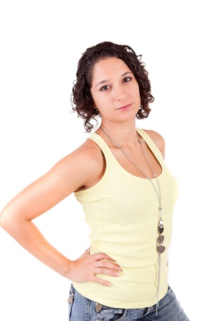 Young and beautiful woman posing - isolatedの写真素材