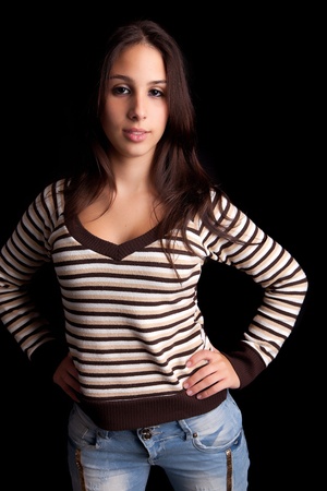 Young and beautiful woman posing - isolatedの写真素材