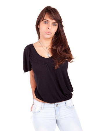 Young and beautiful woman posing - isolatedの写真素材