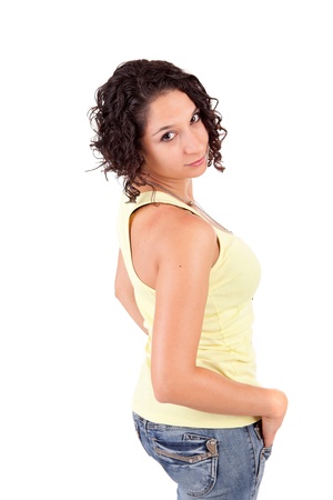 Young and beautiful woman posing - isolatedの写真素材