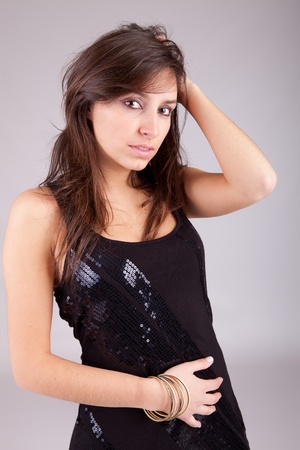 Young and beautiful woman posing - isolatedの写真素材