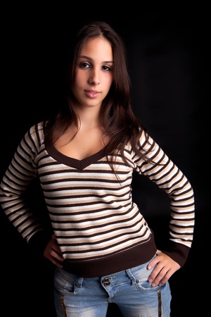 Young and beautiful woman posing - isolatedの写真素材