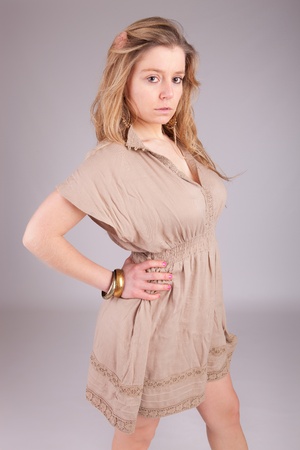 Young and beautiful woman posing - isolatedの写真素材