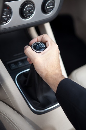 Young man in luxury sports carの写真素材