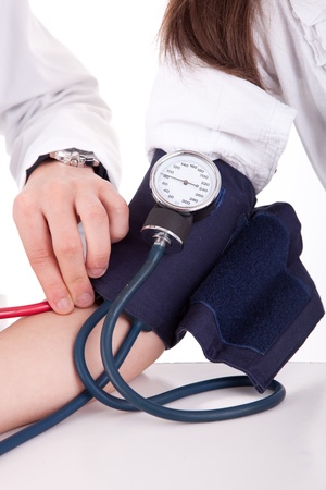 Blood pressure measuring. Doctor and patient. Health care. の写真素材