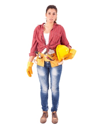 Sexy young woman construction worker の写真素材