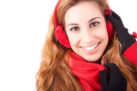 A beautiful young woman dressed for winterの写真素材
