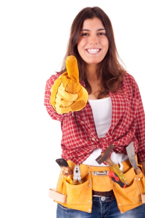 Sexy young woman construction worker の写真素材