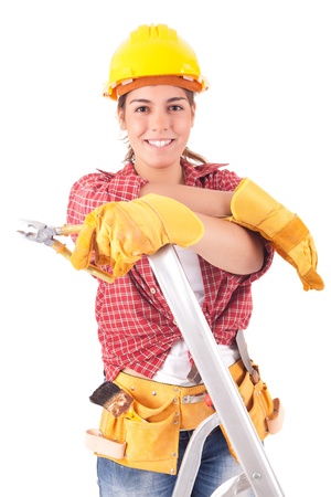 Sexy young woman construction worker の写真素材