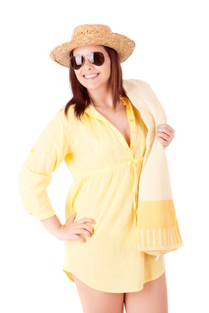 Beautiful young woman dressed for summerの写真素材