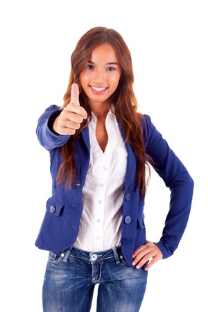 Beautiful young asian business woman expressing positivityの写真素材
