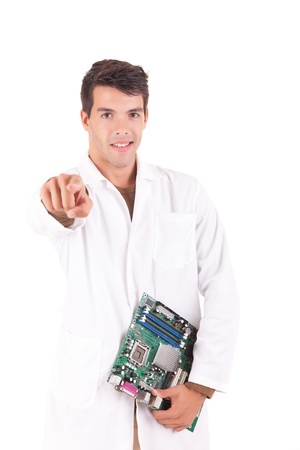 Happy and successful young computer engineerの写真素材