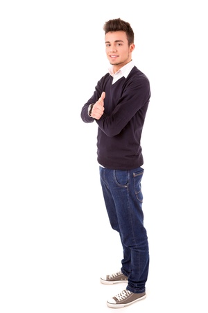 Studio picture of a young and handsome man posing isolatedの写真素材