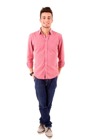 Studio picture of a young and handsome man posing isolatedの写真素材