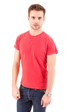 Studio picture of a young and handsome man posing isolatedの写真素材