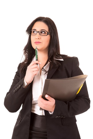 A Happy Large business woman - isolated over white backgroundの写真素材