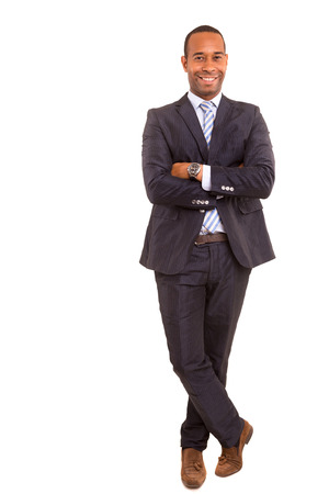 young handsome african business man posing isolated over whiteの写真素材