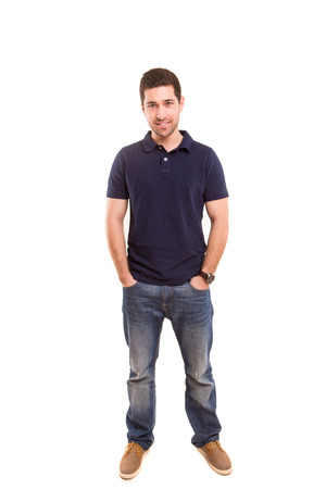 Studio picture of a young and handsome man posing isolatedの写真素材