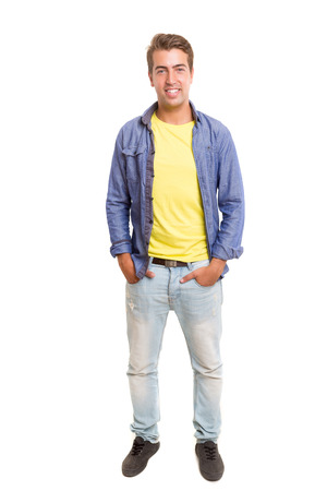 Studio picture of a young and handsome man posing isolatedの写真素材