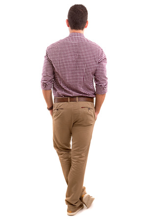 Young man with back turned to cameraの写真素材