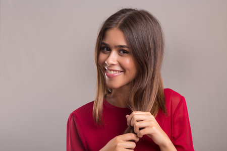 Studio shot of a beautiful young casual woman