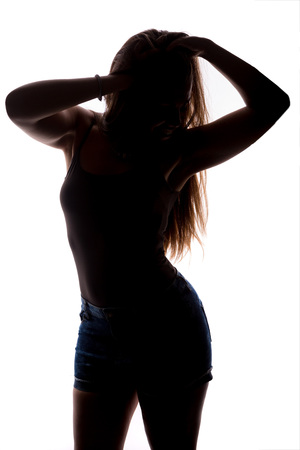 Studio shot of a beautiful young casual womanの写真素材