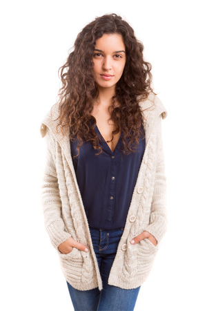 Studio shot of a beautiful young casual womanの写真素材