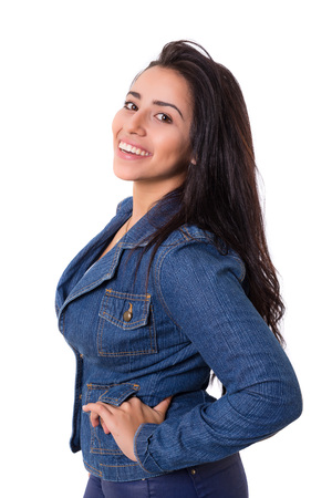 Studio shot of a beautiful young casual womanの写真素材