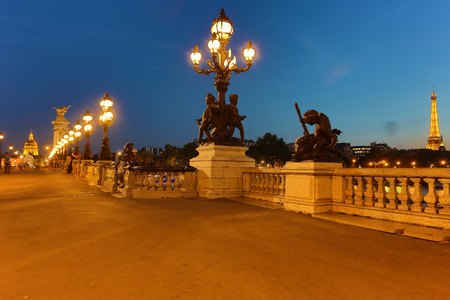 The beautiful Alexander III bridge in Parisの写真素材