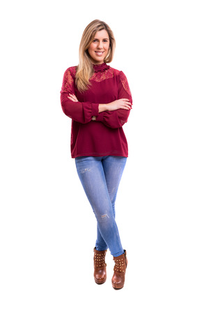 Studio shot of a beautiful young casual womanの写真素材