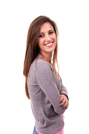 Studio shot of a beautiful young casual womanの写真素材
