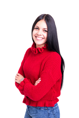 Studio shot of a beautiful young casual womanの写真素材