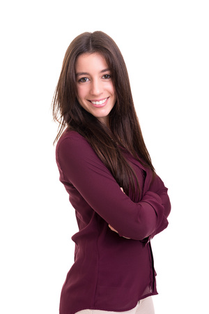 Studio shot of a beautiful young casual womanの写真素材