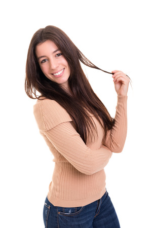 Studio shot of a beautiful young casual womanの写真素材