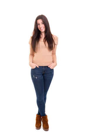 Studio shot of a beautiful young casual womanの写真素材
