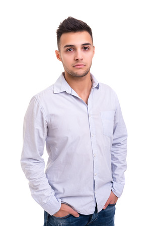 Studio picture of a young and handsome man posing isolatedの写真素材