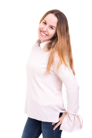 Studio shot of a beautiful young casual womanの写真素材