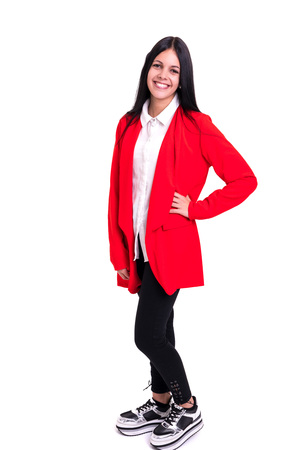 Studio shot of a beautiful young casual womanの写真素材