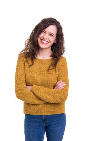 Studio shot of a beautiful young casual womanの写真素材