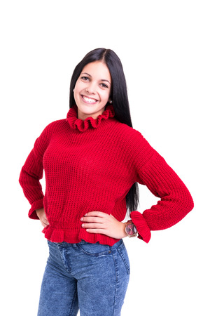 Studio shot of a beautiful young casual womanの写真素材