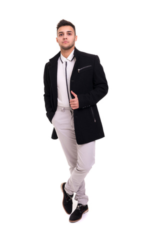 Studio picture of a young and handsome man posing isolatedの写真素材