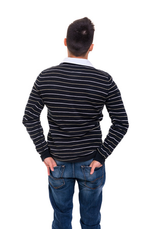 Young man with back turned to cameraの写真素材